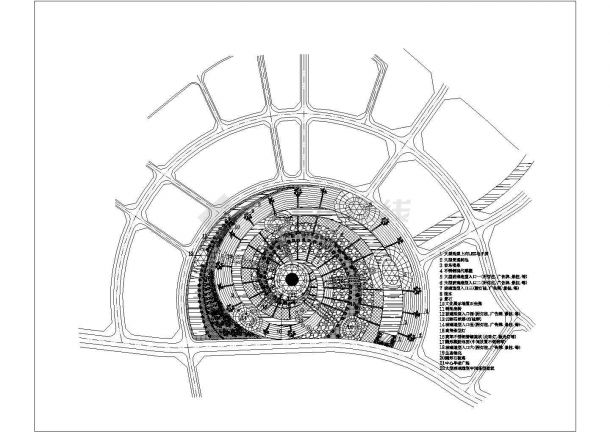 某半圆形广场景观规划设计总平面图纸-图一