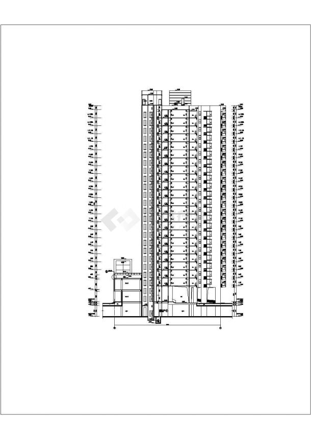 某二十四层剪力墙结构商住楼建筑设计方案图-图一