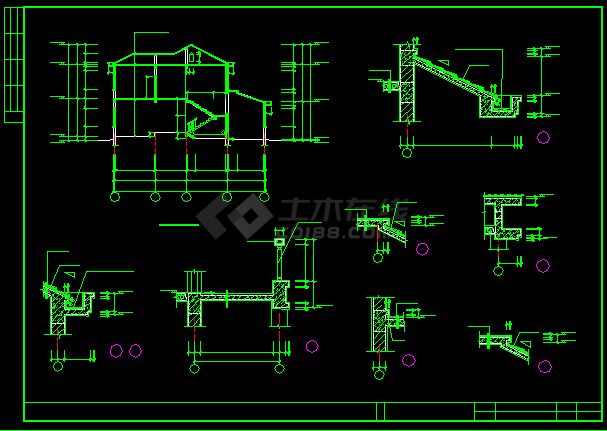 某别墅结构建筑施工CAD详情设计图-图二