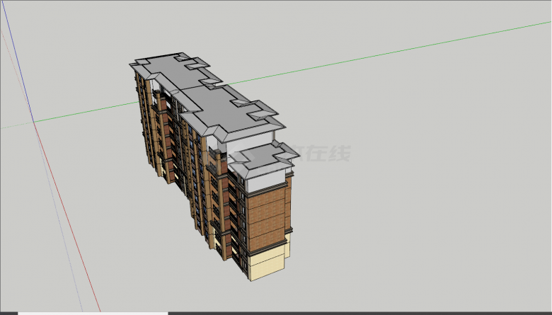 现代小型多层住宅户型楼su模型-图二