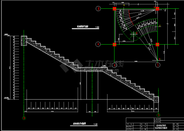 某市实用旋转楼梯全套cad平立面设计图纸-图二