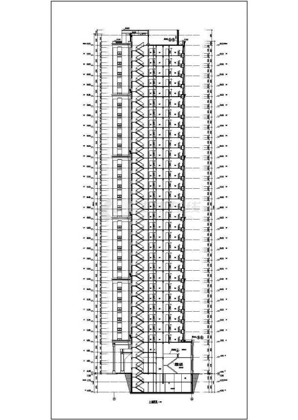 西安某32层剪力墙结构高档小区带裙房商住楼建筑设计方案图-图一