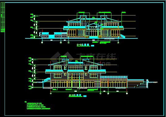 某休闲别墅建筑结构施工CAD详情全套图-图二