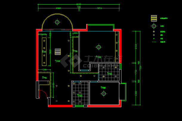 某大两居室内家装设计cAD建筑图纸-图二