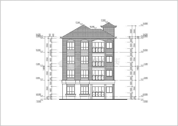 某地四层砖混结构小房子建筑设计方案图纸-图二