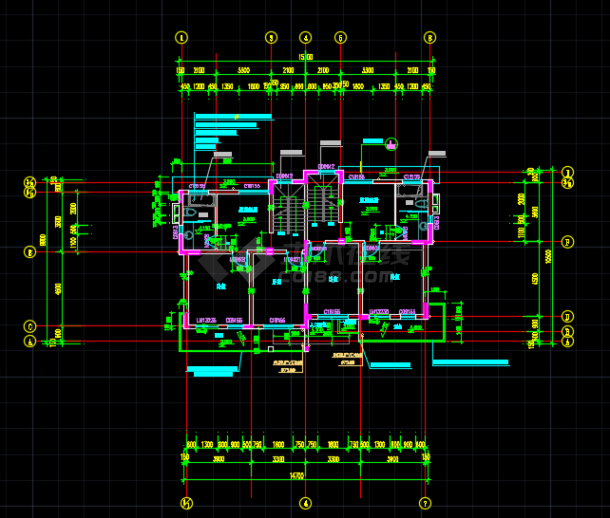 三层双拼别墅建筑设计CAD施工图-图二