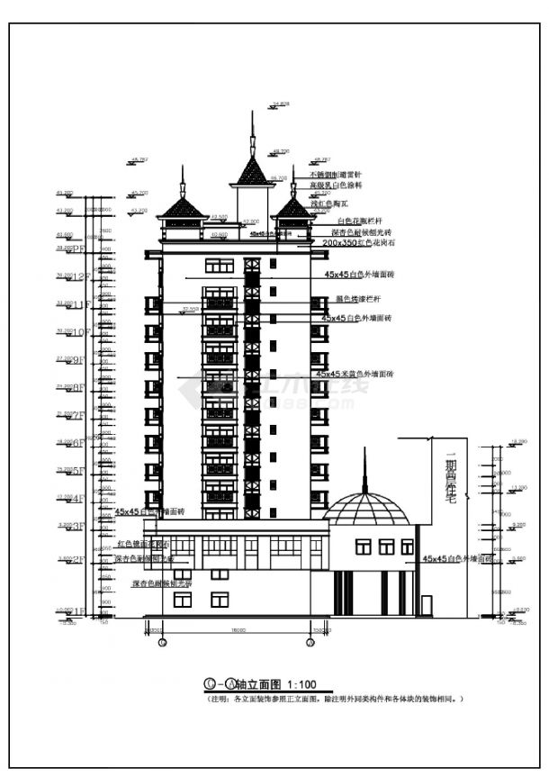 高层住宅楼房建筑立面图纸-图一