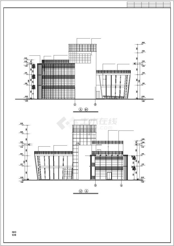 某小区三层框架结构物业楼建筑设计施工图-图二