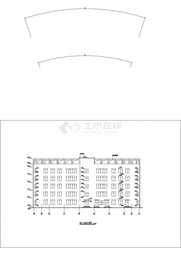 厦门某地五层框架结构办公楼建筑设计施工图-图二