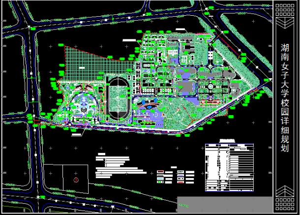 湖南女大校园规划设计施工CAD图-图一