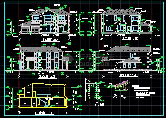 天虹花园别墅建筑施工CAD详情整图-图二