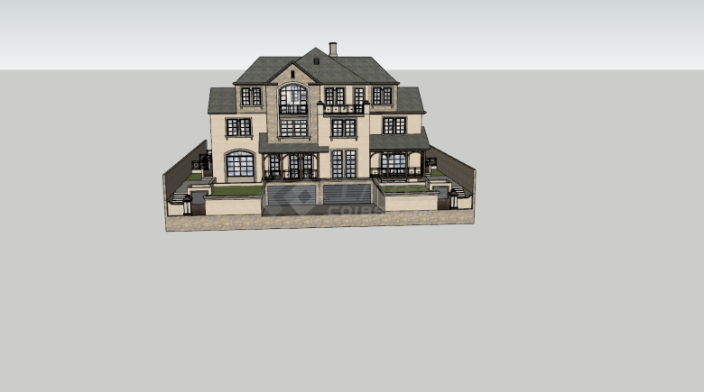 古典风格精美豪华别墅su模型-图一