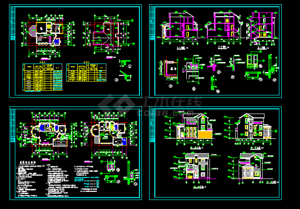超豪华别墅建筑CAD全套设计施工图-图一