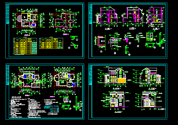 超豪华别墅建筑CAD全套设计施工图