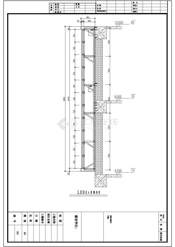 某地8.8米高钢结构LED广告牌部分建筑施工图-图二