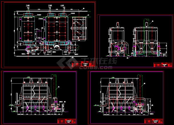 某脱硫除尘总设计cad施工平立图-图一