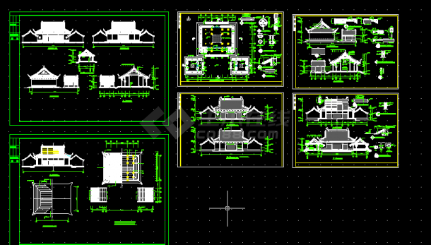 财神殿全套施工及设计方案CAD图纸-图一