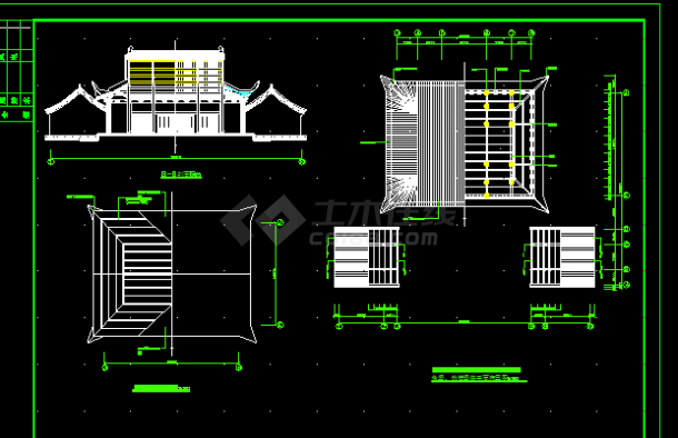 财神殿全套施工及设计方案CAD图纸-图二