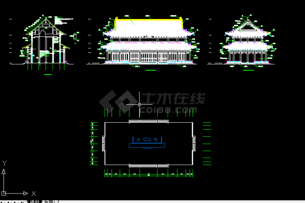 古建大雄宝殿建筑方案设计全套CAD图纸-图一