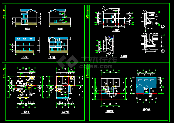 乡村别墅建筑方案设计全套CAD图纸-图一