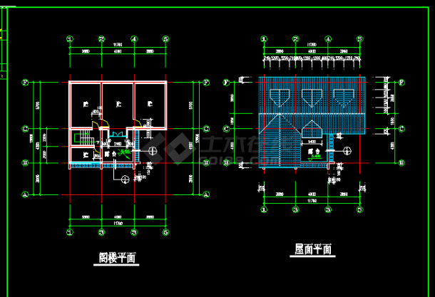 乡村别墅建筑方案设计全套CAD图纸-图二