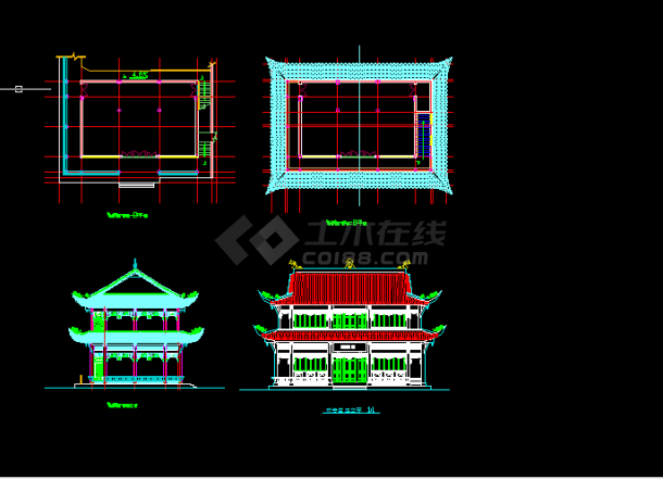 某古庙建筑方案设计及施工全套CAD图-图一