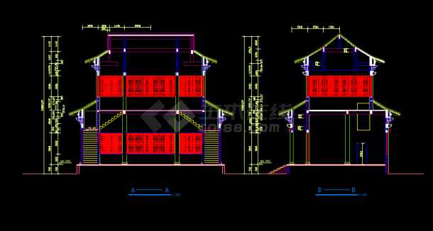 观音殿建筑施工方案设计全套CAD图纸-图二