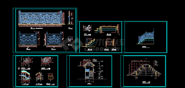 古建楼梯建筑方案设计全套CAD图纸-图一