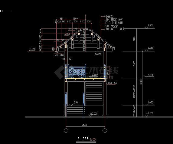 古建楼梯建筑方案设计全套CAD图纸-图二