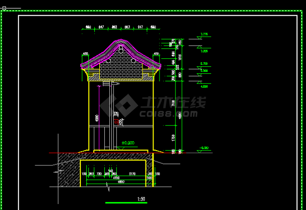 古建大门全套施工方案设计CAD图纸-图二
