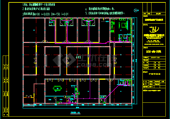 某四合院建筑施工设计CAD平面图-图二