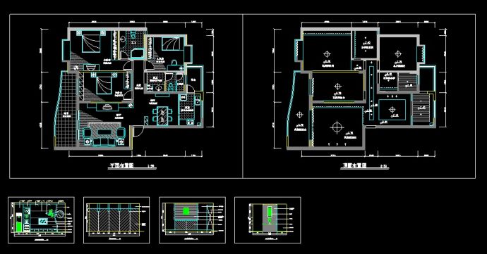 大三居室室内家装设计cad方案施工详图_图1