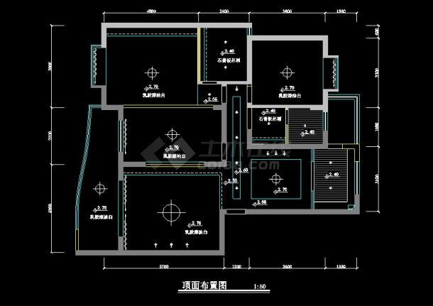 大三居室室内家装设计cad方案施工详图-图二
