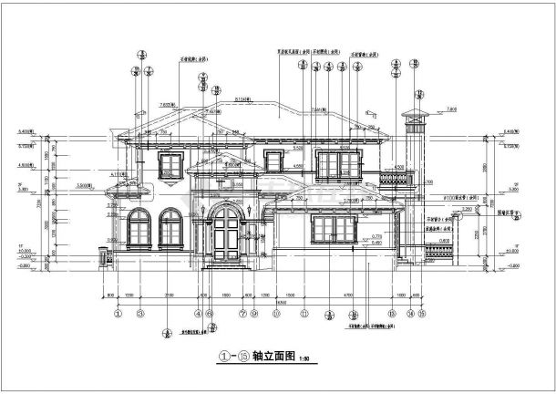 某地两层框架结构意式别墅建筑设计方案图纸-图一