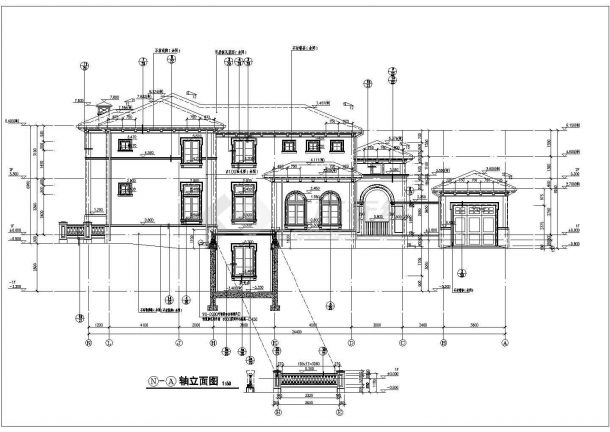 某地两层框架结构意式别墅建筑设计方案图纸-图二