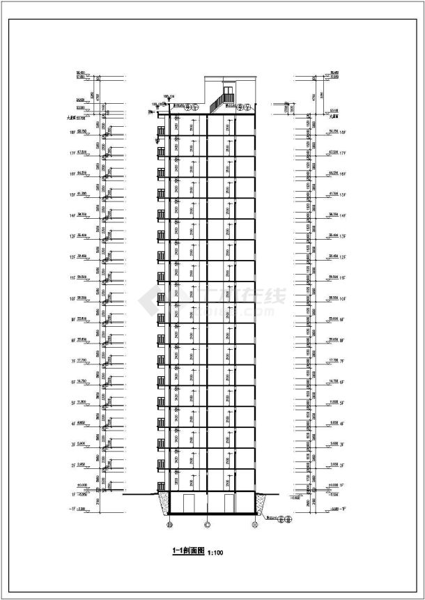 宝鸡市某地十八层剪力墙结构住宅楼建筑设计施工图纸-图一