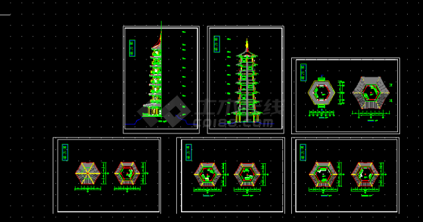某寺庙慧光塔建筑设计方案全套CAD图纸-图一