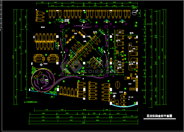 某足浴城中心建筑CAD施工平面设计总图-图一