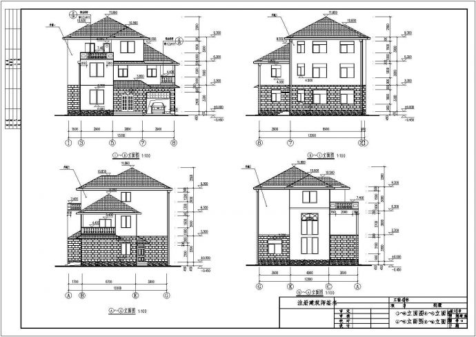 某新农村三层砌体结构别墅建筑设计方案图_图1