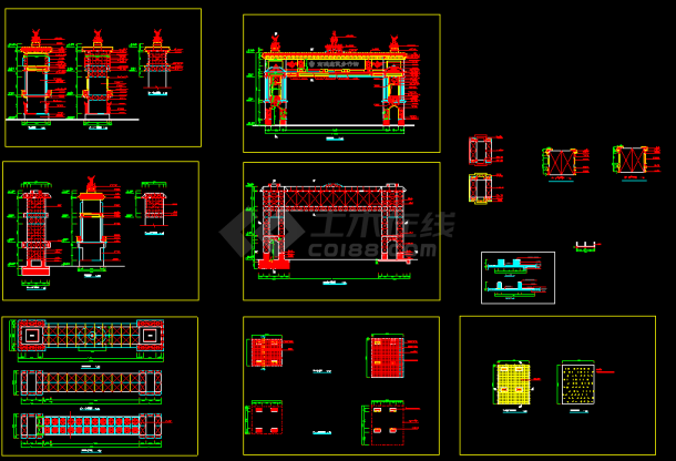 东莞南城步行街门楼建筑CAD设计施工图-图一