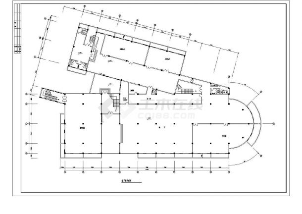 某大学食堂和淋浴室三层建筑给排水工程平面图-图一