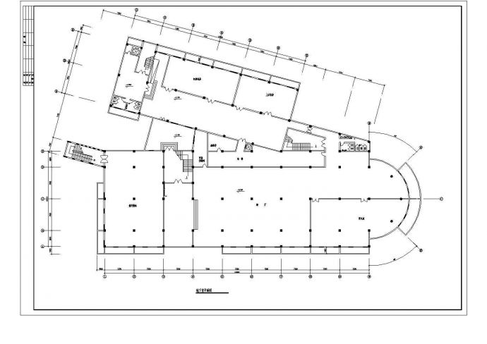 某大学食堂和淋浴室三层建筑给排水工程平面图_图1
