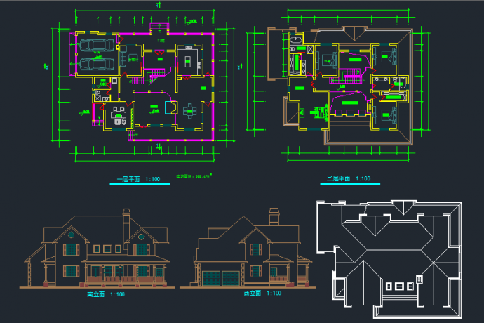 某地区特色别墅建筑设计CAD施工方案图纸_图1