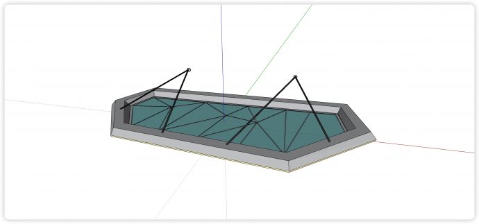 不规则菱形玻璃雨棚su模型_图1