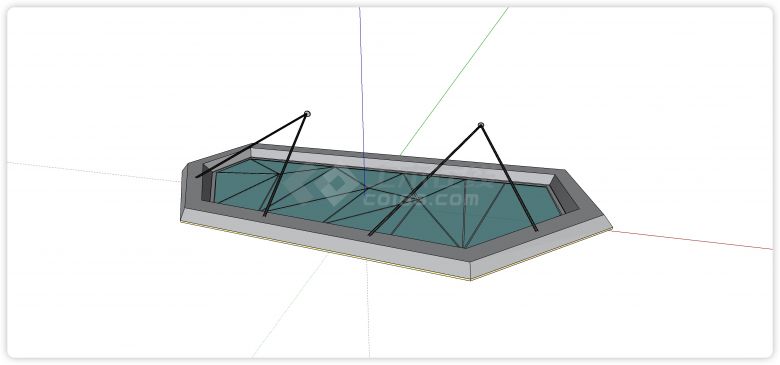 不规则菱形玻璃雨棚su模型-图一