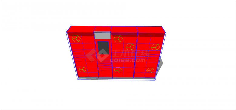 红色外卖智能储物柜su模型-图二