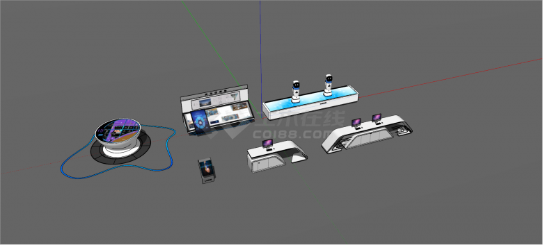 现代科技展台展柜设备触控屏一体机展柜su模型-图二