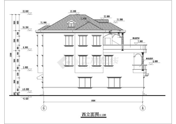 某地上三层框架结构独栋别墅建筑设计方案图纸-图一
