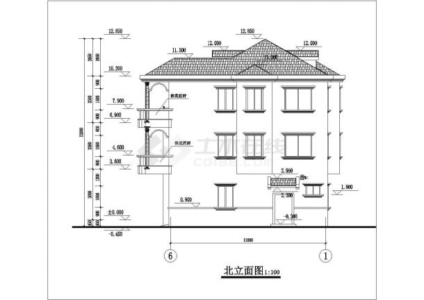 某地上三层框架结构独栋别墅建筑设计方案图纸-图二
