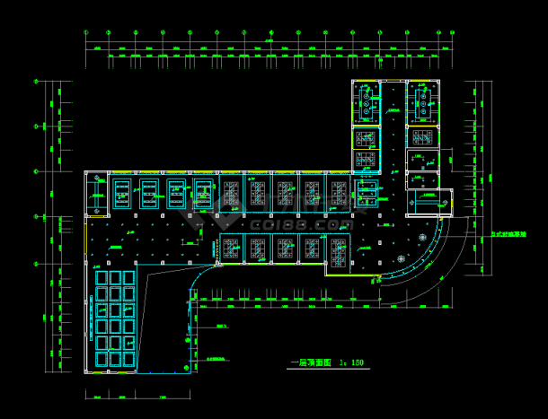 某市三层办公楼整体室内装修设计cad平面施工图-图二